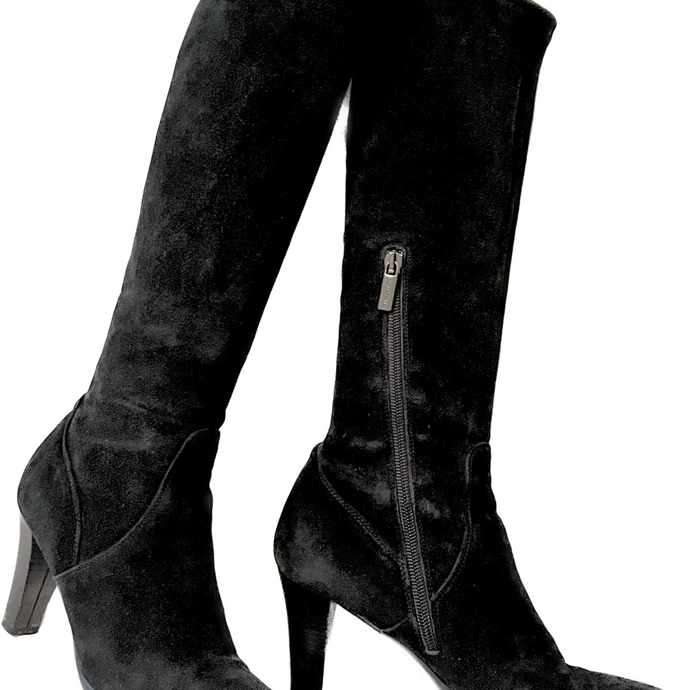 AQUATALIA VERA GOMMA KNEE HIGH BLACK SUEDE BOOTS SIZE 6.5.  Stretchable calf